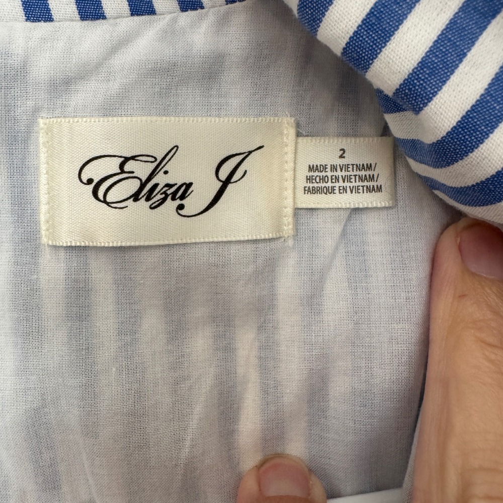 Eliza J Blue White Striped Sleeveless Cotton Shift Dress EJ5M0468 Size 2 NWT - Picture 3 of 6